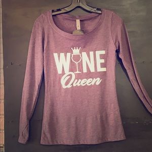NWT Wine Queen long sleeve shirt purple with white